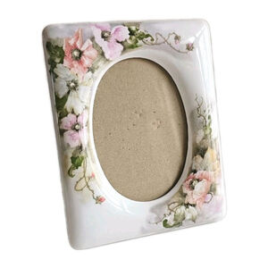 Vintage Terragrafics Ceramic Floral Picture Frame 5x7 Hand Painted Flower Design